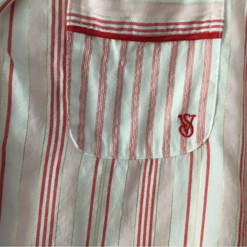 Victoria's Secret Pink and Red with gold metallic Striped Pajama Set - Picture 2 of 3
